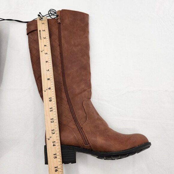 St. John's Bay Womens Duluth Block Heel Riding Boots Cognac 7.5 Medium - Picture 4 of 5